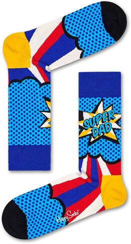Happy Socks Men's 3-Pack"Super Dad" Socks Gift Box, Black/Red/Blue One Size Black/red/blue in Kuwait