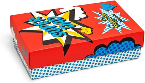 Happy Socks Men's 3-Pack"Super Dad" Socks Gift Box, Black/Red/Blue One Size Black/red/blue in Kuwait