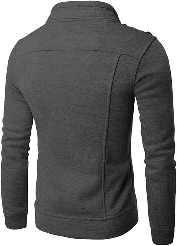 Ymosrh Mens Winter Jackets Men's Fashion Casual Loose Stand Collar Button Decorated Sweatshirt Jacket in Saudi Arabia