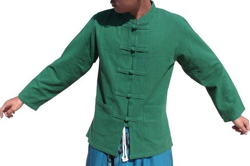 RaanPahMuang Thick Muang Cotton Chinese Jacket Shirt Mandarin Frog Button Front in Kuwait