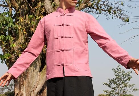 RaanPahMuang Thick Muang Cotton Chinese Jacket Shirt Mandarin Frog Button Front in Kuwait