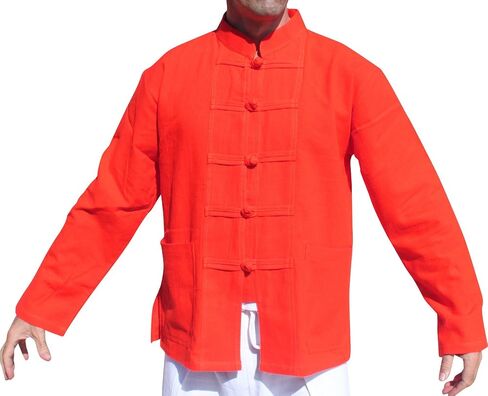 RaanPahMuang Thick Muang Cotton Chinese Jacket Shirt Mandarin Frog Button Front in Kuwait