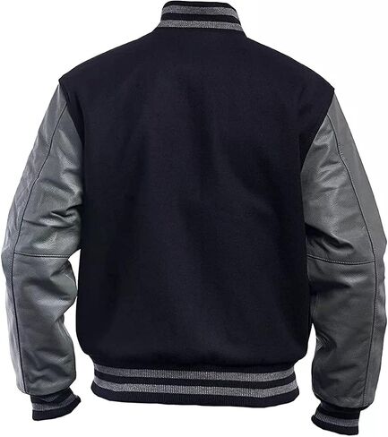 Mens Varsity Jackets - High School College Letterman Bomber Jacket Wool Varsity Jacket Faux Leather Sleeves in Saudi Arabia