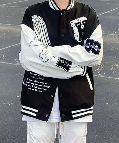 DoYBSelf Men's Baseball Uniform Loose Hip Hop Street Casual Couples Jacket in Kuwait