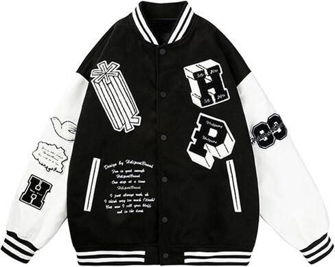 DoYBSelf Men's Baseball Uniform Loose Hip Hop Street Casual Couples Jacket in Kuwait