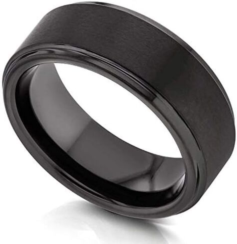 Kobelli Men's Black Tungsten Carbide Wedding Band 8mm in Kuwait