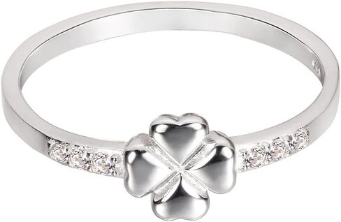 Cubic Zirconia Four Leaf Clover Ring Sterling Silver (Sizes 4-10) in Kuwait