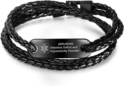 Medical Alert ID Bracelets for Men Women Multi-layer Handmade Braided Leather Bracelets Emergency Identification Bracelet Medical Alert Wristband Allergy Awareness Jewelry With Card, Customizable in Saudi Arabia