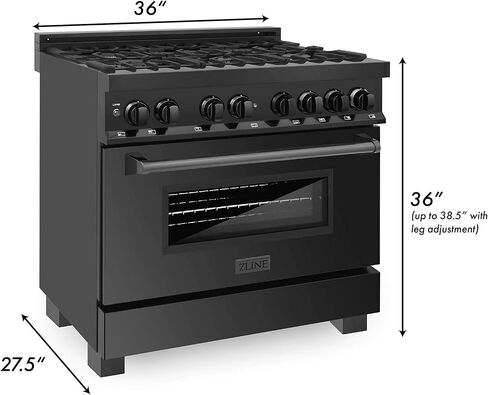ZLINE 36" Black Stainless 4.6 cu.ft. 6 Gas Burner/Electric Oven Range (RAB-36) in Saudi Arabia