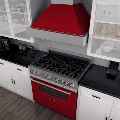 ZLINE 36" 4.6 cu. ft. Dual Fuel Range with Gas Stove and Electric Oven in DuraSnow® with Color Options (RAS-SN-36) (Gloss Red) in Saudi Arabia
