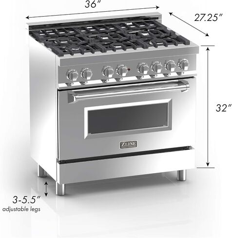 ZLINE 36" 4.6 cu. ft. Dual Fuel Range with Gas Stove and Electric Oven in DuraSnow® with Color Options (RAS-SN-36) (Gloss Red) in Saudi Arabia
