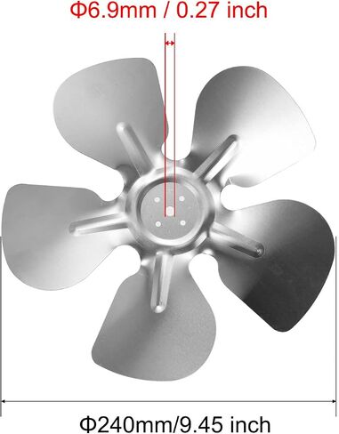 MECCANIXITY Aluminum Vent Fan Vane Replacement 240mm 5 Vanes for Refrigerator Freezer Condenser Exhaust Fan, Silver in Saudi Arabia