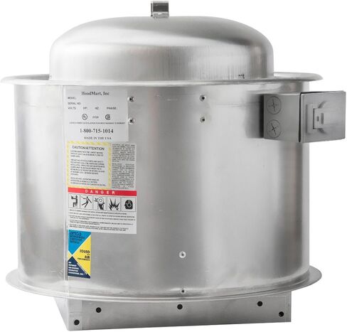 HOODMART 500 CFM Exhaust Fan for Kitchen Hood | High Speed Direct Drive Fan for Restaurant and Food Truck | Single Phase Motor with Variable Speed Control | Made in USA in Saudi Arabia