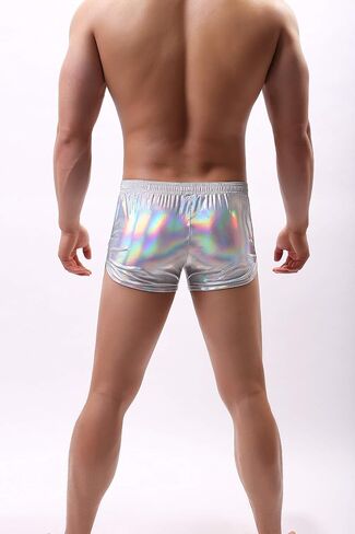Swbreety Men's Shiny Liquid Metallic Boxer Briefs Stage Performance Underpants in Saudi Arabia