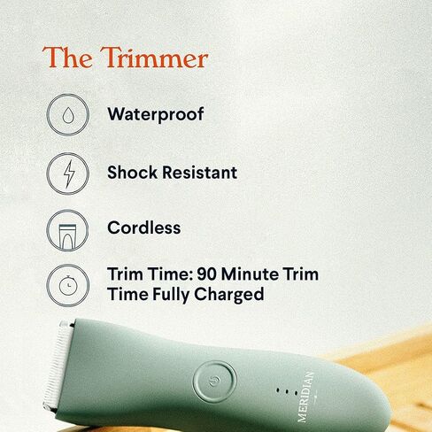 The Maintenance Package by Meridian: Includes Men’s Waterproof Electric Below-The-Belt Trimmer (Sage), 2 Replacement Blades, and The Spray (50 mL) in Kuwait
