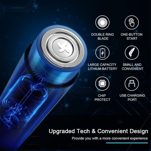ARECTECH Mini Portable Shaver Pocket Razors Electric Razor for Men USB Rechargeable LED Battery Display Best for Travel Shaves Touch Up Shaves Cordless Black in Kuwait