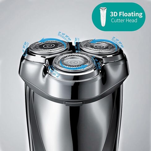 Electric Shaver, Rechargeable Men's Rotary Razor with Pop-up Sideburn Trimmer, Leather Bag and LCD Power Indicator, Fast Charging, Compact Wet and Dry Shaver in Kuwait