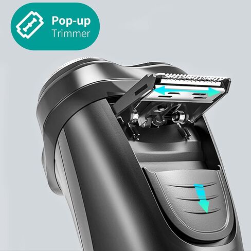 Electric Shaver, Rechargeable Men's Rotary Razor with Pop-up Sideburn Trimmer, Leather Bag and LCD Power Indicator, Fast Charging, Compact Wet and Dry Shaver in Kuwait