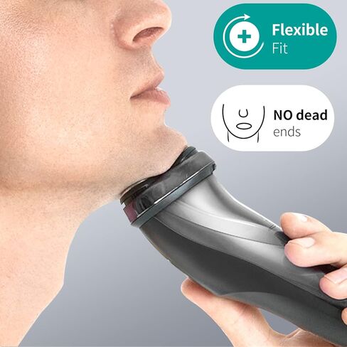 Electric Shaver, Rechargeable Men's Rotary Razor with Pop-up Sideburn Trimmer, Leather Bag and LCD Power Indicator, Fast Charging, Compact Wet and Dry Shaver in Kuwait