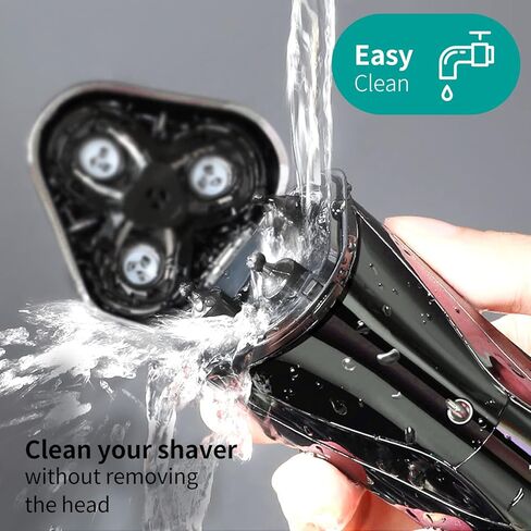 Electric Shaver, Rechargeable Men's Rotary Razor with Pop-up Sideburn Trimmer, Leather Bag and LCD Power Indicator, Fast Charging, Compact Wet and Dry Shaver in Kuwait