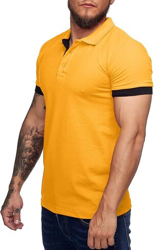 Zuoyouzi Men's Short Sleeve Casual Slim Fit Polo Shirts Basic Designed Classic Cut Cotton Shirts in Kuwait