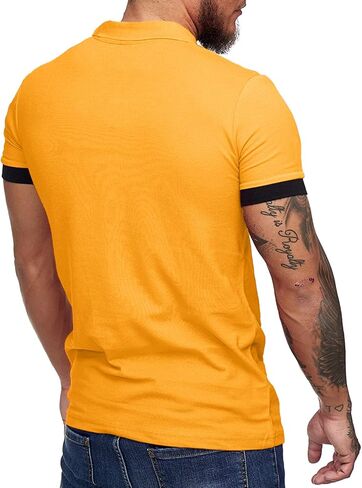 Zuoyouzi Men's Short Sleeve Casual Slim Fit Polo Shirts Basic Designed Classic Cut Cotton Shirts in Kuwait