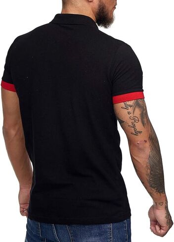 Zuoyouzi Men's Short Sleeve Casual Slim Fit Polo Shirts Basic Designed Classic Cut Cotton Shirts in Kuwait