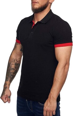 Zuoyouzi Men's Short Sleeve Casual Slim Fit Polo Shirts Basic Designed Classic Cut Cotton Shirts in Kuwait