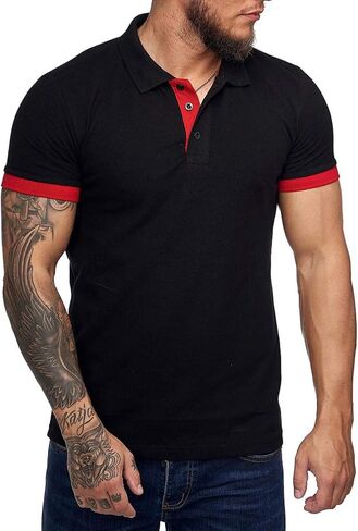Zuoyouzi Men's Short Sleeve Casual Slim Fit Polo Shirts Basic Designed Classic Cut Cotton Shirts in Kuwait