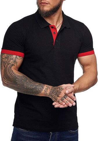 Zuoyouzi Men's Short Sleeve Casual Slim Fit Polo Shirts Basic Designed Classic Cut Cotton Shirts in Kuwait