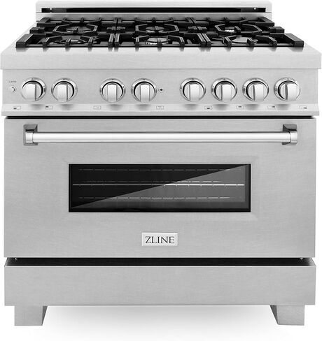 ZLINE 36" 4.6 cu. ft. Dual Fuel Range with Gas Stove and Electric Oven in DuraSnow with Color Options (RAS-SN-36) (DuraSnow Stainless Steel) in Saudi Arabia