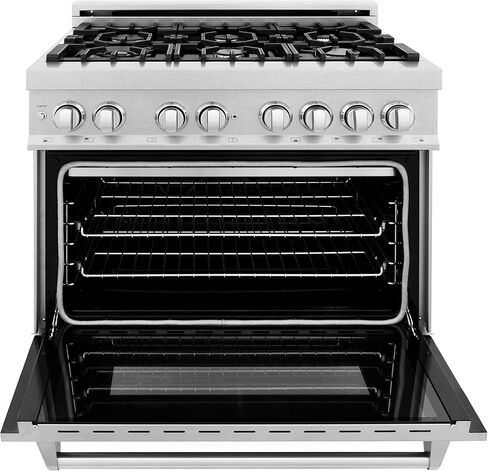 ZLINE 36" 4.6 cu. ft. Dual Fuel Range with Gas Stove and Electric Oven in DuraSnow with Color Options (RAS-SN-36) (DuraSnow Stainless Steel) in Saudi Arabia