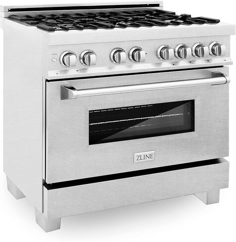 ZLINE 36" 4.6 cu. ft. Dual Fuel Range with Gas Stove and Electric Oven in DuraSnow with Color Options (RAS-SN-36) (DuraSnow Stainless Steel) in Saudi Arabia