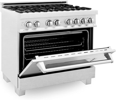 ZLINE 36" 4.6 cu. ft. Dual Fuel Range with Gas Stove and Electric Oven in DuraSnow with Color Options (RAS-SN-36) (DuraSnow Stainless Steel) in Saudi Arabia