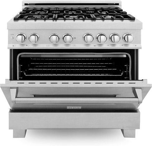 ZLINE 36" 4.6 cu. ft. Dual Fuel Range with Gas Stove and Electric Oven in DuraSnow with Color Options (RAS-SN-36) (DuraSnow Stainless Steel) in Saudi Arabia