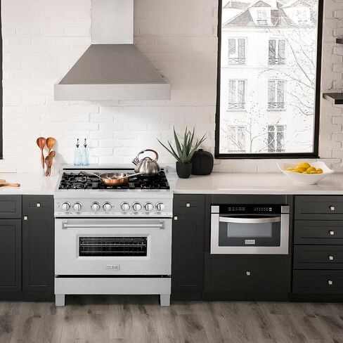 ZLINE 36" 4.6 cu. ft. Dual Fuel Range with Gas Stove and Electric Oven in DuraSnow with Color Options (RAS-SN-36) (DuraSnow Stainless Steel) in Saudi Arabia