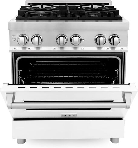 ZLINE 30" 4.0 cu. ft. Dual Fuel Range with Gas Stove and Electric Oven in Stainless Steel and White Matte Door (RA-WM-30) in Saudi Arabia