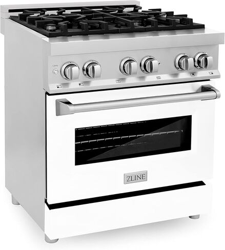 ZLINE 30" 4.0 cu. ft. Dual Fuel Range with Gas Stove and Electric Oven in Stainless Steel and White Matte Door (RA-WM-30) in Saudi Arabia