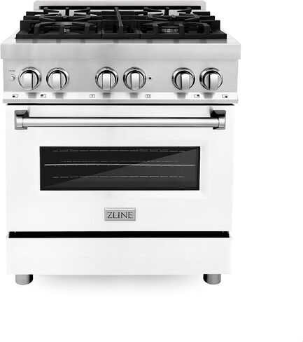 ZLINE 30" 4.0 cu. ft. Dual Fuel Range with Gas Stove and Electric Oven in Stainless Steel and White Matte Door (RA-WM-30) in Saudi Arabia