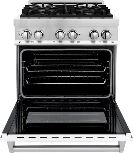 ZLINE 30" 4.0 cu. ft. Dual Fuel Range with Gas Stove and Electric Oven in Stainless Steel and White Matte Door (RA-WM-30) in Saudi Arabia