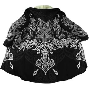 YYDSR Mens Hooded Cloak Viking Ravens of Odin 3D Printing Winter Warm Fleece Casual Coat Unisex(US Size) in Saudi Arabia