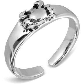 WithLoveSilver 925 Sterling Silver Zodiac Horoscope Cancer Sign or The Crab Toe Ring in Kuwait