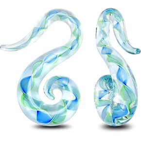 Stuppendux Seahorse Shape Ear Glass Spiral Tapers Plugs Tunnels Expander Hanger Gauges Earrings Stretching Body Piercings Jewelry Gauges 8g-2g