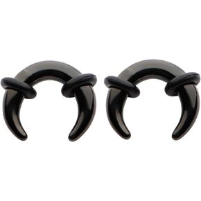 Zaya Body Jewelry Pair of Black Ear Pinchers Crescents Horseshoes Gauges 14g 12g 10g 8g 6g 4g 2g 0g 00g 1/2 9/16 in Saudi Arabia