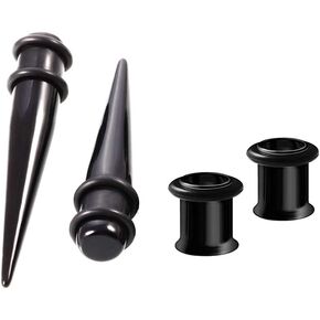 4 Piece Acrylic Tapers and Steel Single Flared Tunnel Plugs Ear Stretching Kit 7mm/1g
