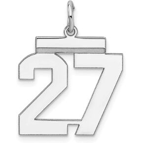 Solid 925 Sterling Silver Medium Number 27 Charm Pendant - 21mm x 16mm in Saudi Arabia