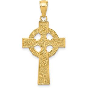 Solid 14k Yellow Gold Celtic Knot Irish Claddagh Cross Pendant Charm - 28mm x 17mm in Saudi Arabia