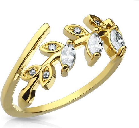Lobal Domination Marquise Cut CZ Gem Leaf Leaves Vine Adjustable Mid Ring/Toe Ring - Choose Your Color in Saudi Arabia