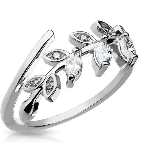 Lobal Domination Marquise Cut CZ Gem Leaf Leaves Vine Adjustable Mid Ring/Toe Ring - Choose Your Color in Saudi Arabia