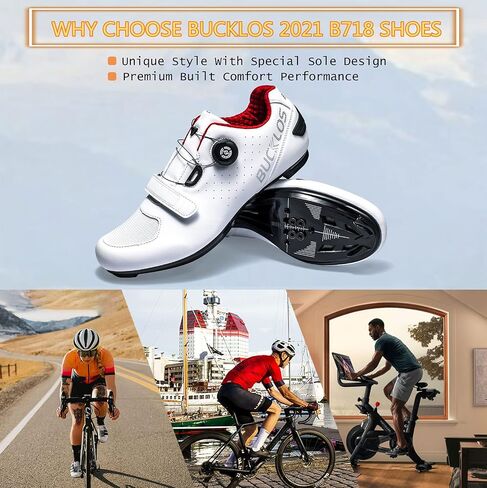 أحذية BUCKLOS Road Bike متوافقة مع Peloton - أحذية ركوب الدراجات في الأماكن المغلقة والخارجية للرجال والنساء بنعل خاص أحذية دوارة قابلة للتنفس مناسبة لمظهر Delta SPD/SPD SL in Kuwait